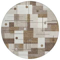 Machine Washable Indoor/Outdoor Chantille ACN2716 Brown 8' x 8' Round Rug
