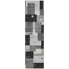 Machine Washable Indoor/Outdoor Chantille ACN2716 Black 2'3" x 7'6" Runner Rug