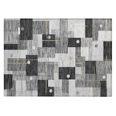 Machine Washable Indoor/Outdoor Chantille ACN2716 Black 1'8" x 2'6" Rug