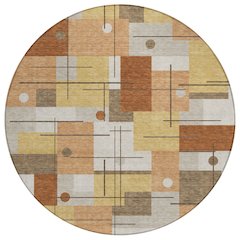 Machine Washable Indoor/Outdoor Chantille ACN2716 Orange 8' x 8' Round Rug