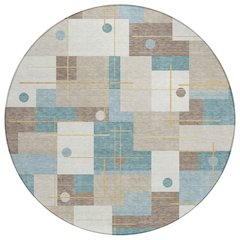 Machine Washable Indoor/Outdoor Chantille ACN2716 Ivory 8' x 8' Round Rug