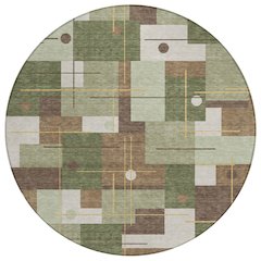 Machine Washable Indoor/Outdoor Chantille ACN2716 Green 8' x 8' Round Rug