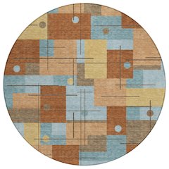Machine Washable Indoor/Outdoor Chantille ACN2716 Orange 8' x 8' Round Rug