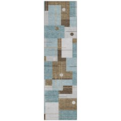 Machine Washable Indoor/Outdoor Chantille ACN2716 Teal 2'3" x 7'6" Runner Rug