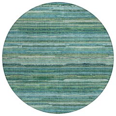 Machine Washable Indoor/Outdoor Chantille ACN2717 Teal 8' x 8' Round Rug