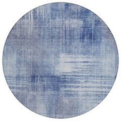 Machine Washable Indoor/Outdoor Chantille ACN2718 Blue 8' x 8' Round Rug