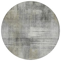 Machine Washable Indoor/Outdoor Chantille ACN2718 Gray 8' x 8' Round Rug