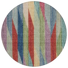 Machine Washable Indoor/Outdoor Chantille ACN2720 Blue 8' x 8' Round Rug