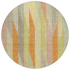 Machine Washable Indoor/Outdoor Chantille ACN2720 Gold 8' x 8' Round Rug