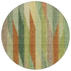 Machine Washable Indoor/Outdoor Chantille ACN2720 Green 8' x 8' Round Rug