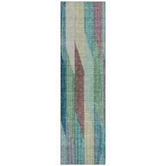 Machine Washable Indoor/Outdoor Chantille ACN2720 Teal 2'3" x 7'6" Runner Rug