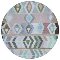 Machine Washable Indoor/Outdoor Chantille ACN2721 Brown 8' x 8' Round Rug