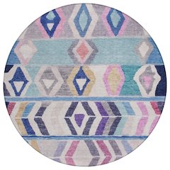 Machine Washable Indoor/Outdoor Chantille ACN2721 Blue 8' x 8' Round Rug