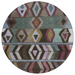 Machine Washable Indoor/Outdoor Chantille ACN2721 Brown 8' x 8' Round Rug