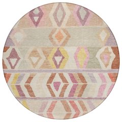 Machine Washable Indoor/Outdoor Chantille ACN2721 Orange 8' x 8' Round Rug