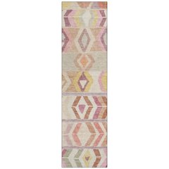 Machine Washable Indoor/Outdoor Chantille ACN2721 Orange 2'3" x 7'6" Runner Rug