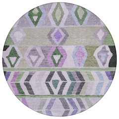 Machine Washable Indoor/Outdoor Chantille ACN2721 Green 8' x 8' Round Rug
