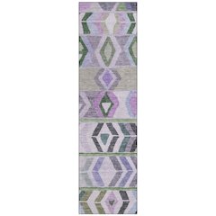 Machine Washable Indoor/Outdoor Chantille ACN2721 Green 2'3" x 7'6" Runner Rug