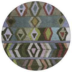 Machine Washable Indoor/Outdoor Chantille ACN2721 Green 8' x 8' Round Rug