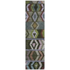 Machine Washable Indoor/Outdoor Chantille ACN2721 Green 2'3" x 7'6" Runner Rug