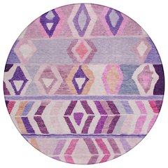 Machine Washable Indoor/Outdoor Chantille ACN2721 Purple 8' x 8' Round Rug