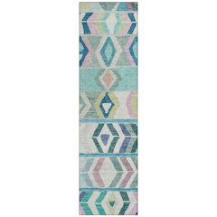 Machine Washable Indoor/Outdoor Chantille ACN2721 Teal 2'3" x 7'6" Runner Rug