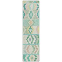 Machine Washable Indoor/Outdoor Chantille ACN2721 Teal 2'3" x 7'6" Runner Rug