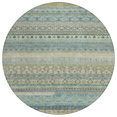 Machine Washable Indoor/Outdoor Chantille ACN2722 Green 8' x 8' Round Rug