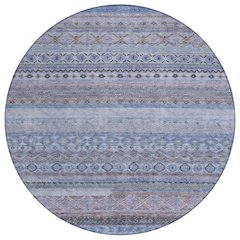Machine Washable Indoor/Outdoor Chantille ACN2722 Blue 8' x 8' Round Rug