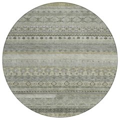 Machine Washable Indoor/Outdoor Chantille ACN2722 Gray 8' x 8' Round Rug