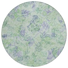 Machine Washable Indoor/Outdoor Chantille ACN2723 Green 8' x 8' Round Rug