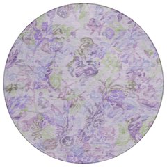 Machine Washable Indoor/Outdoor Chantille ACN2723 Purple 8' x 8' Round Rug