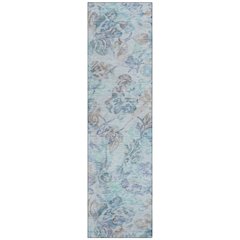 Machine Washable Indoor/Outdoor Chantille ACN2723 Teal 2'3" x 7'6" Runner Rug