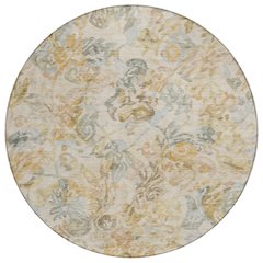 Machine Washable Indoor/Outdoor Chantille ACN2723 Gold 8' x 8' Round Rug