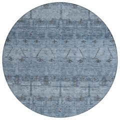 Machine Washable Indoor/Outdoor Chantille ACN2724 Blue 8' x 8' Round Rug