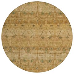 Machine Washable Indoor/Outdoor Chantille ACN2724 Orange 8' x 8' Round Rug