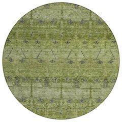 Machine Washable Indoor/Outdoor Chantille ACN2724 Green 8' x 8' Round Rug