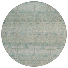 Machine Washable Indoor/Outdoor Chantille ACN2724 Teal 8' x 8' Round Rug