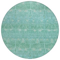 Machine Washable Indoor/Outdoor Chantille ACN2725 Green 8' x 8' Round Rug