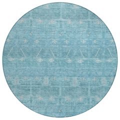 Machine Washable Indoor/Outdoor Chantille ACN2725 Blue 8' x 8' Round Rug