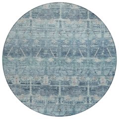Machine Washable Indoor/Outdoor Chantille ACN2725 Blue 8' x 8' Round Rug