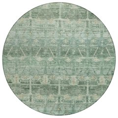 Machine Washable Indoor/Outdoor Chantille ACN2725 Green 8' x 8' Round Rug