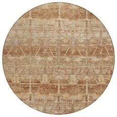 Machine Washable Indoor/Outdoor Chantille ACN2725 Orange 8' x 8' Round Rug