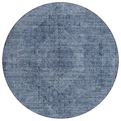 Machine Washable Indoor/Outdoor Chantille ACN2726 Blue 8' x 8' Round Rug