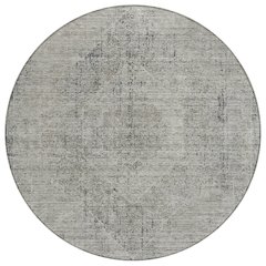 Machine Washable Indoor/Outdoor Chantille ACN2726 Gray 8' x 8' Round Rug