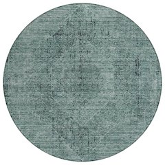 Machine Washable Indoor/Outdoor Chantille ACN2726 Teal 8' x 8' Round Rug