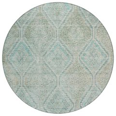 Machine Washable Indoor/Outdoor Chantille ACN2727 Teal 8' x 8' Round Rug