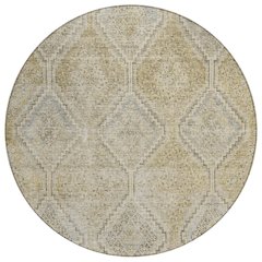 Machine Washable Indoor/Outdoor Chantille ACN2727 Gold 8' x 8' Round Rug
