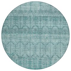 Machine Washable Indoor/Outdoor Chantille ACN2728 Teal 8' x 8' Round Rug