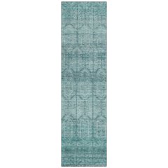Machine Washable Indoor/Outdoor Chantille ACN2728 Teal 2'3" x 7'6" Runner Rug
